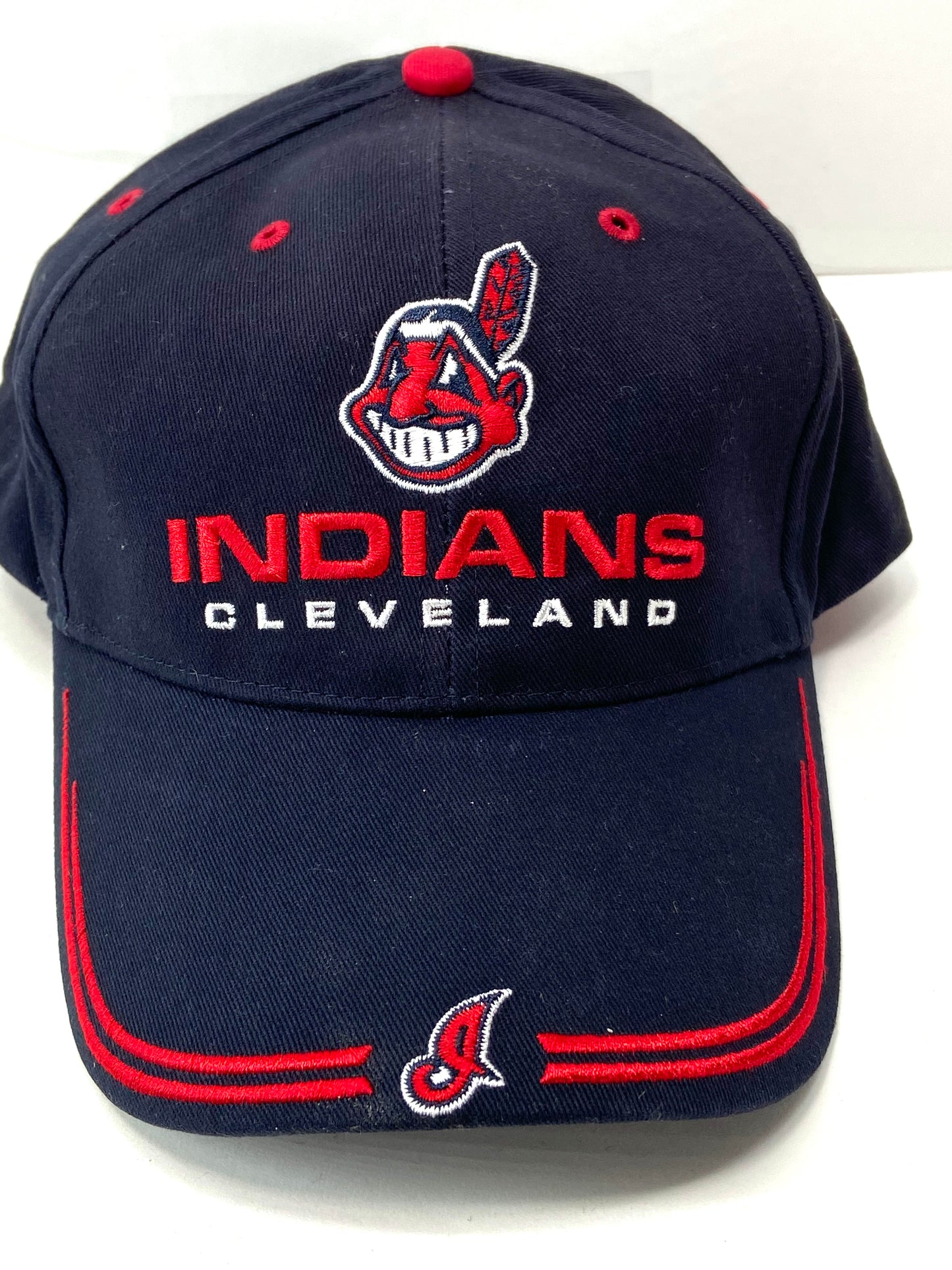Cleveland Indians MLB Vintage Structured Dark Blue "Stache" Wahoo Hat by Twins Enterprise