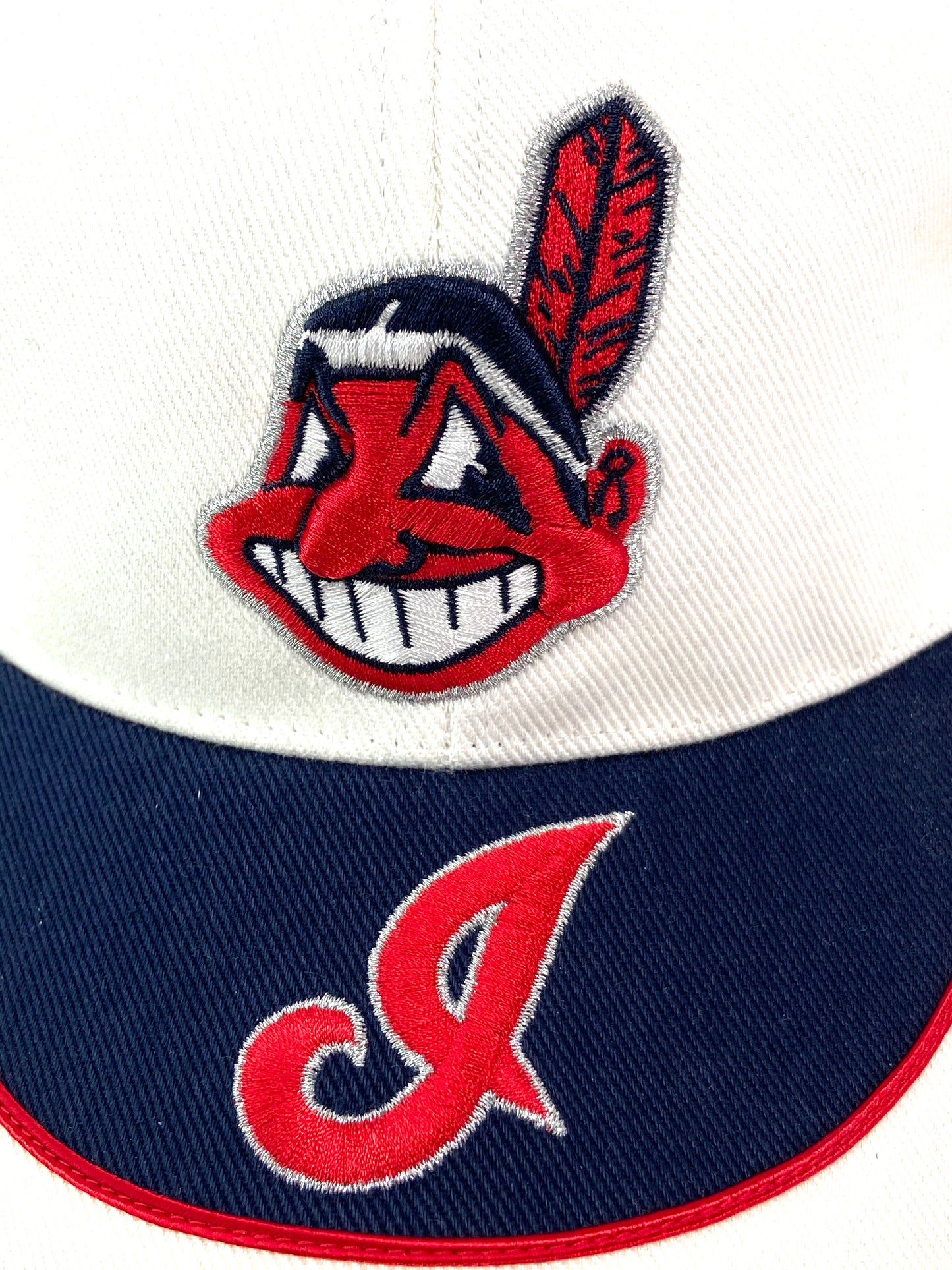 Cleveland Indians Vintage MLB White/Navy Hat by Twins Enterprise