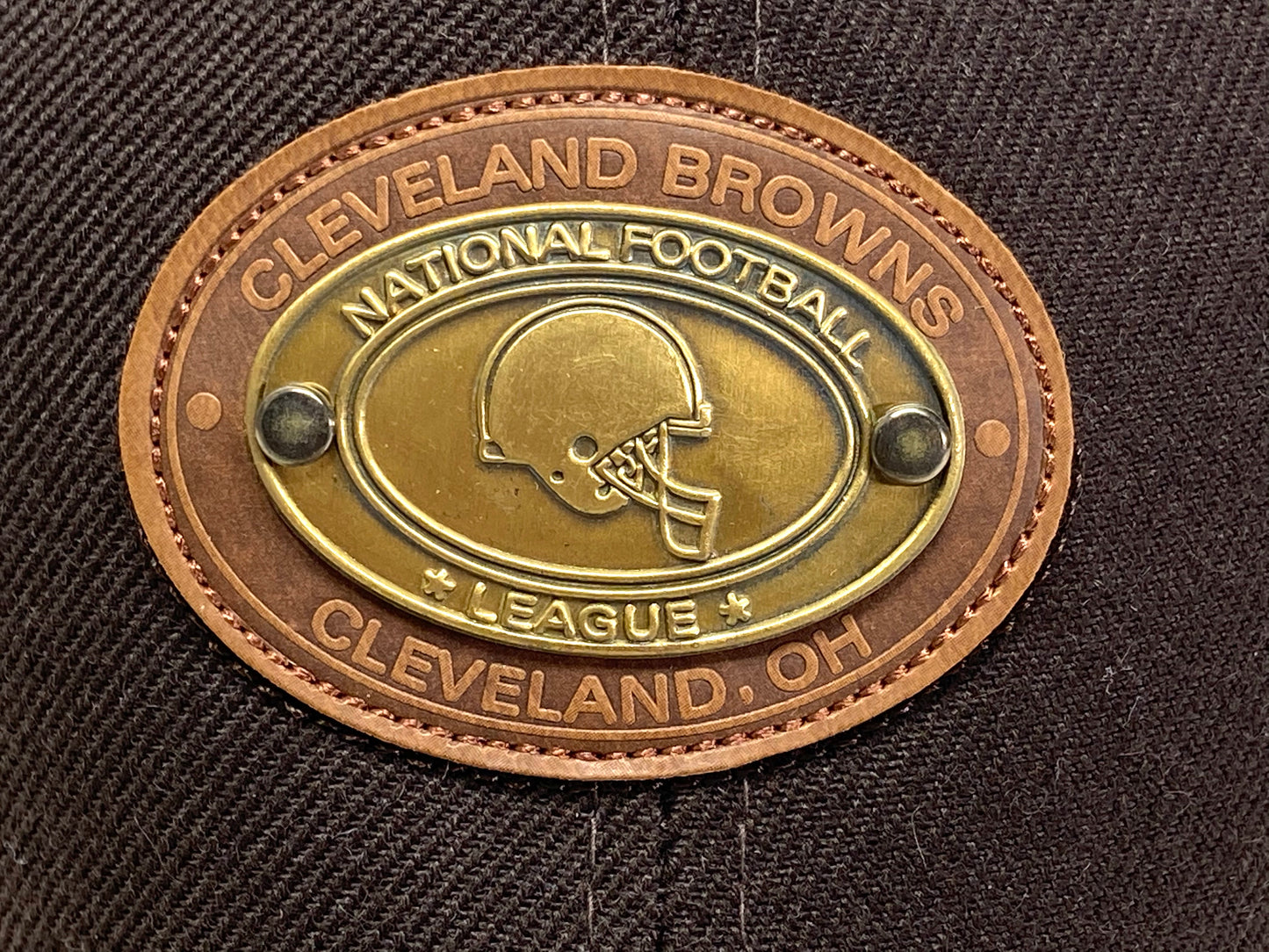 Cleveland Browns Vintage NFL 20% Wool Stamped Metal Logo Cap By American Needle