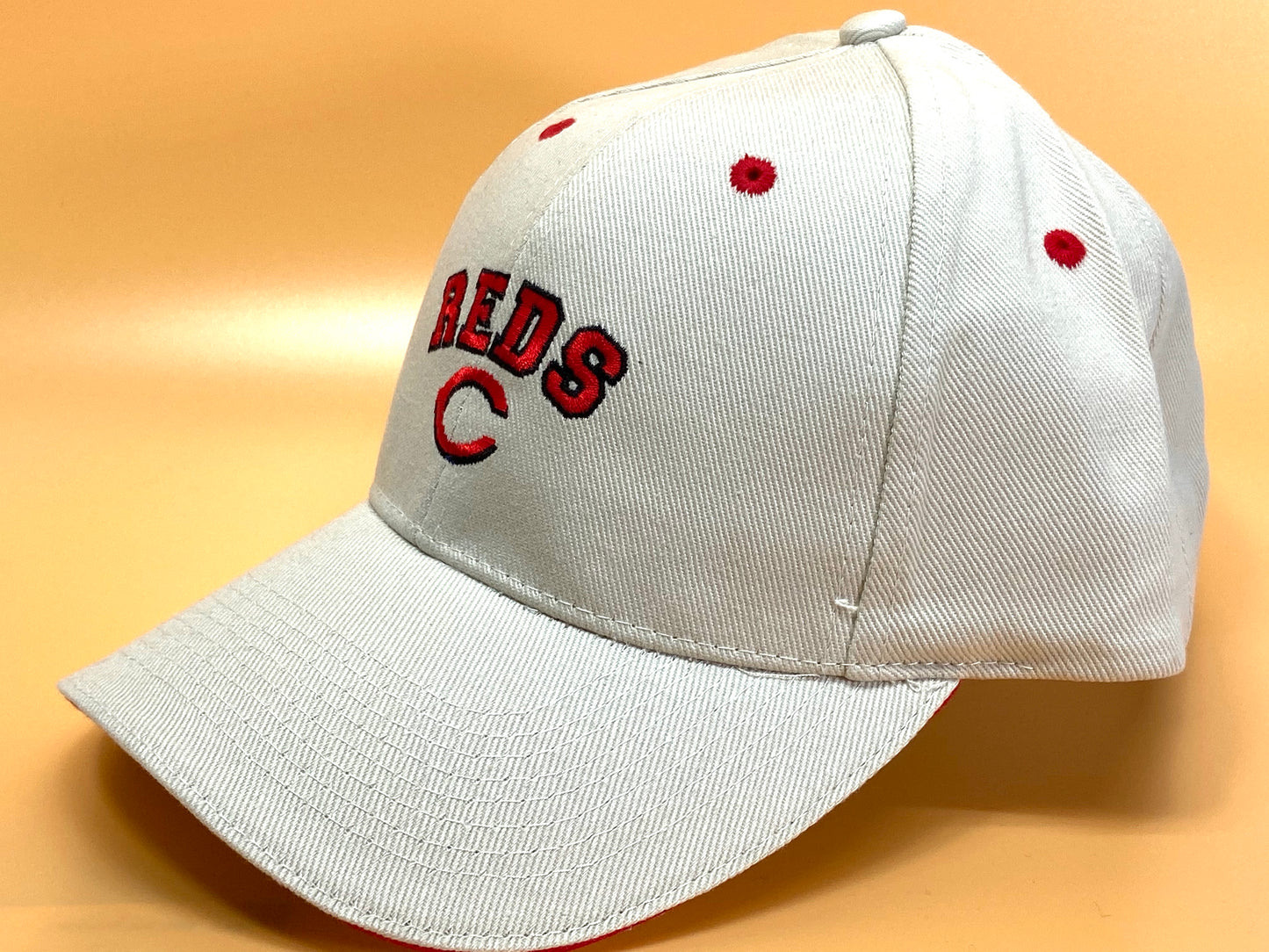 Cincinnati Reds Vintage MLB Cream "Block Reds" Cap By Drew Pearson