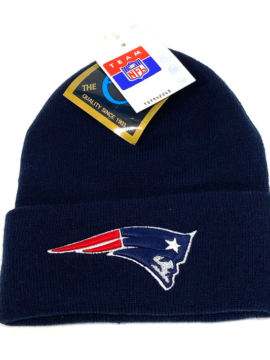 New England Patriots Vintage NFL Cuffed Blue Knit Logo Hat by G Knit Cap Company