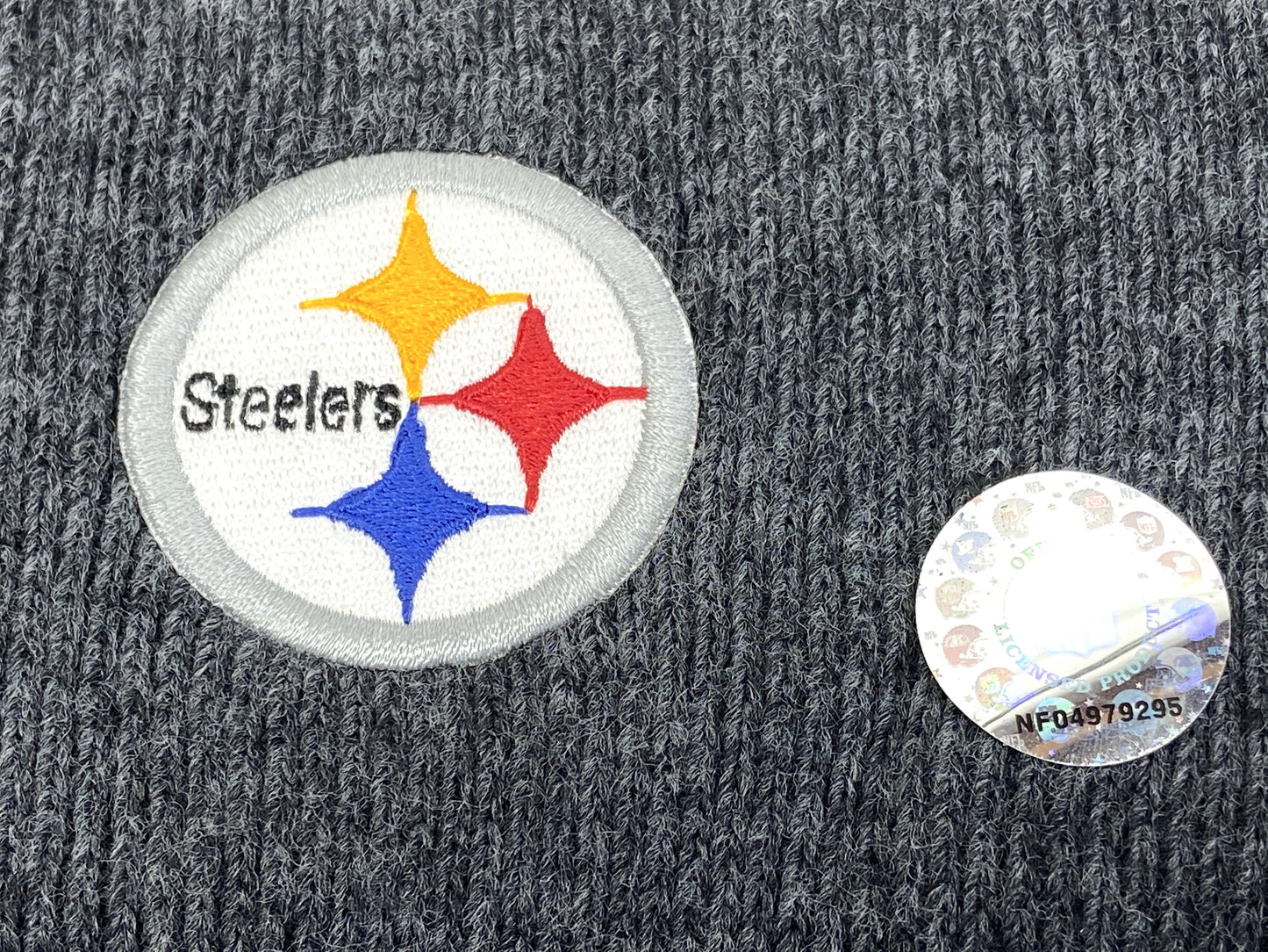 Pittsburgh Steelers Vintage NFL Dark Gray Cuffed Logo Knit Hat NOS By Rossmor Industries