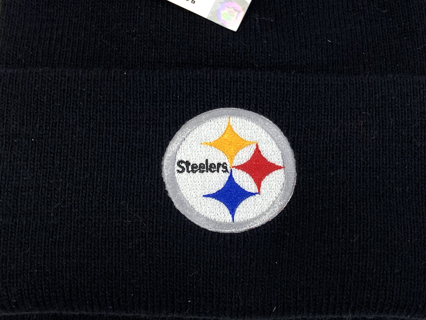 Pittsburgh Steelers Vintage NFL Black Cuffed Logo Knit Hat NOS By Rossmor Industries