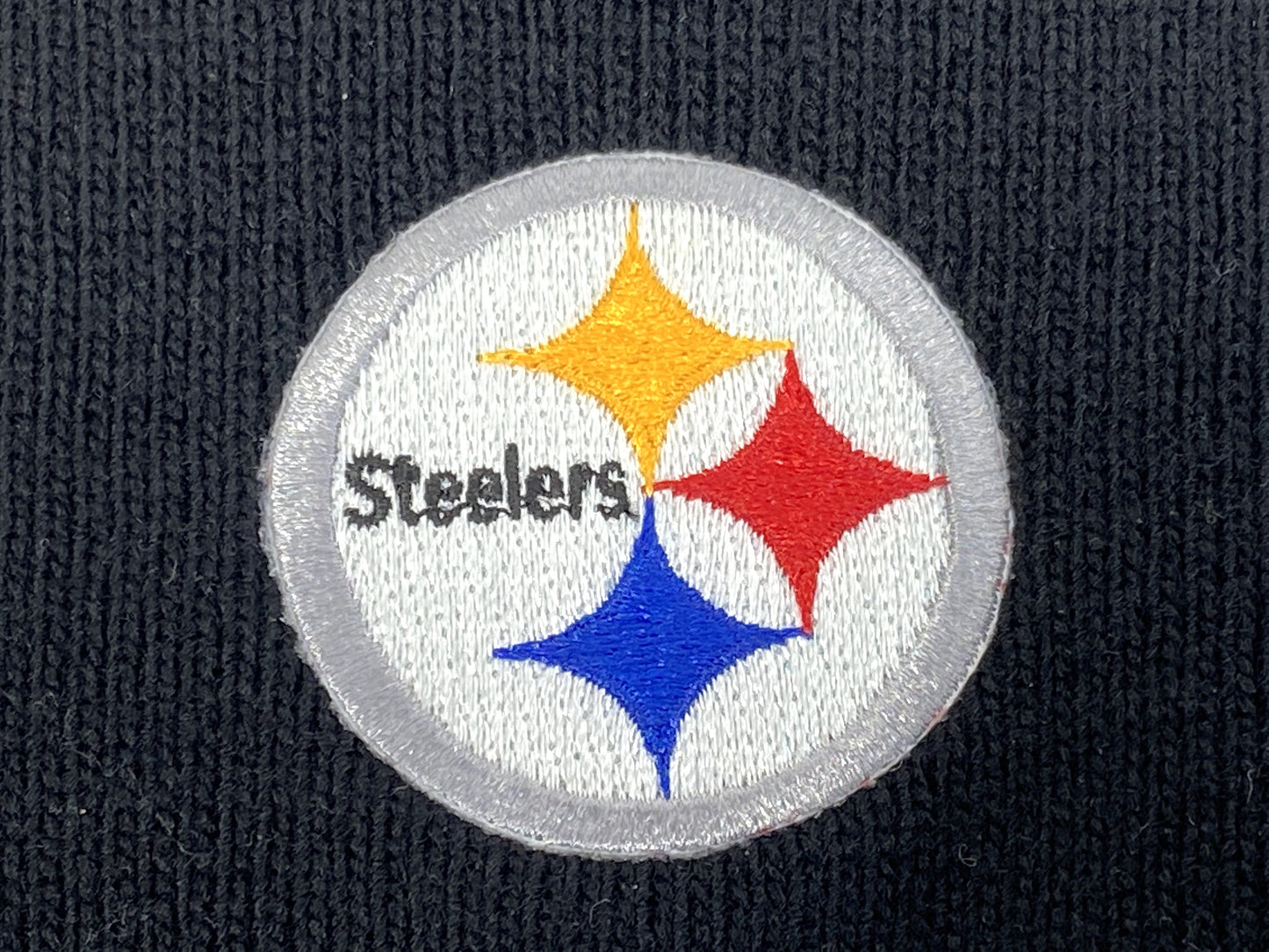 Pittsburgh Steelers Vintage NFL Black Cuffed Logo Knit Hat NOS By Rossmor Industries