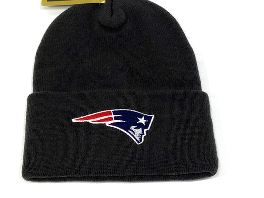 New England Patriots Vintage NFL Black Cuffed NOS Logo Knit Hat by G Knit Cap Company