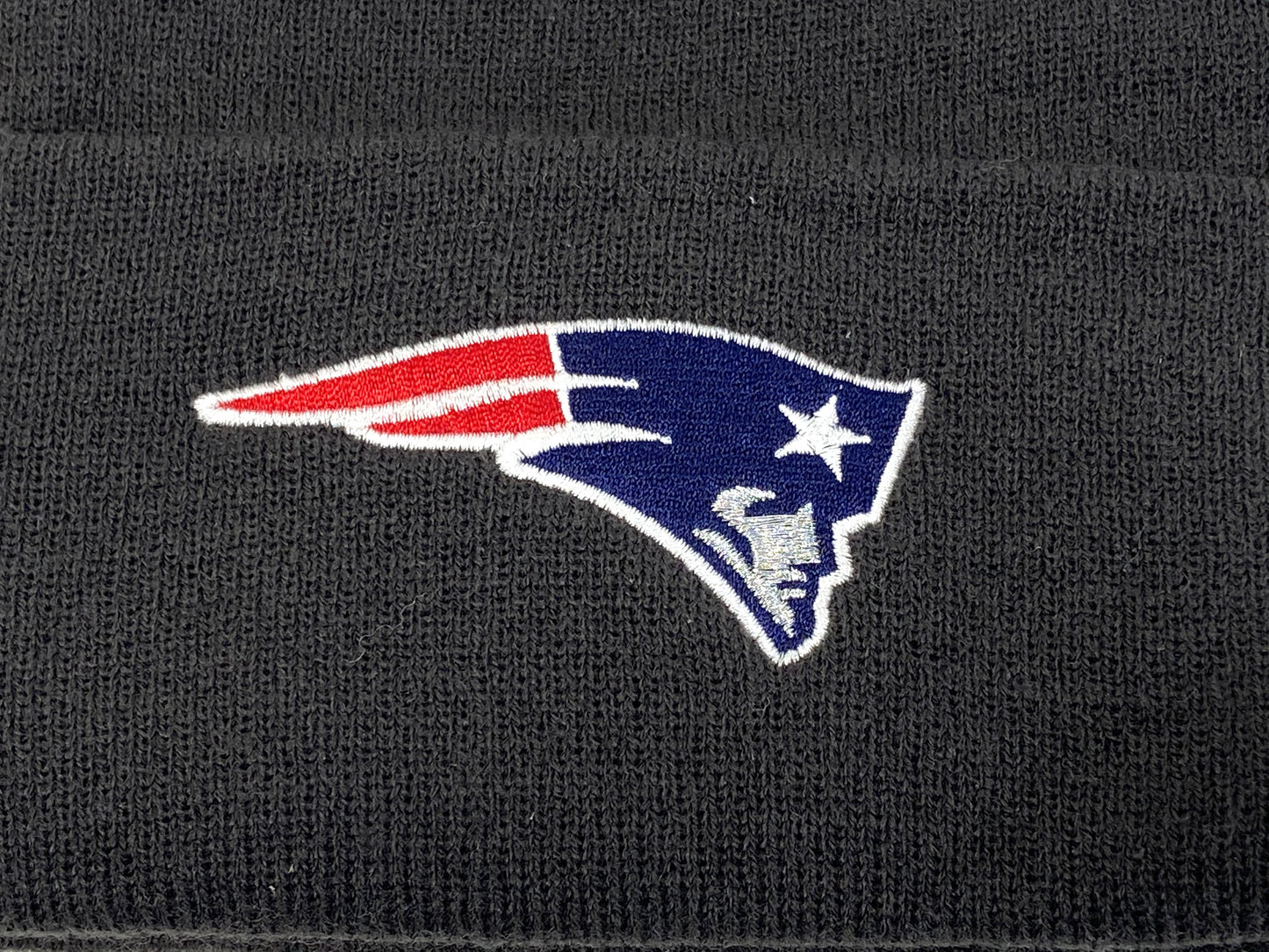 New England Patriots Vintage NFL Black Cuffed NOS Logo Knit Hat by G Knit Cap Company