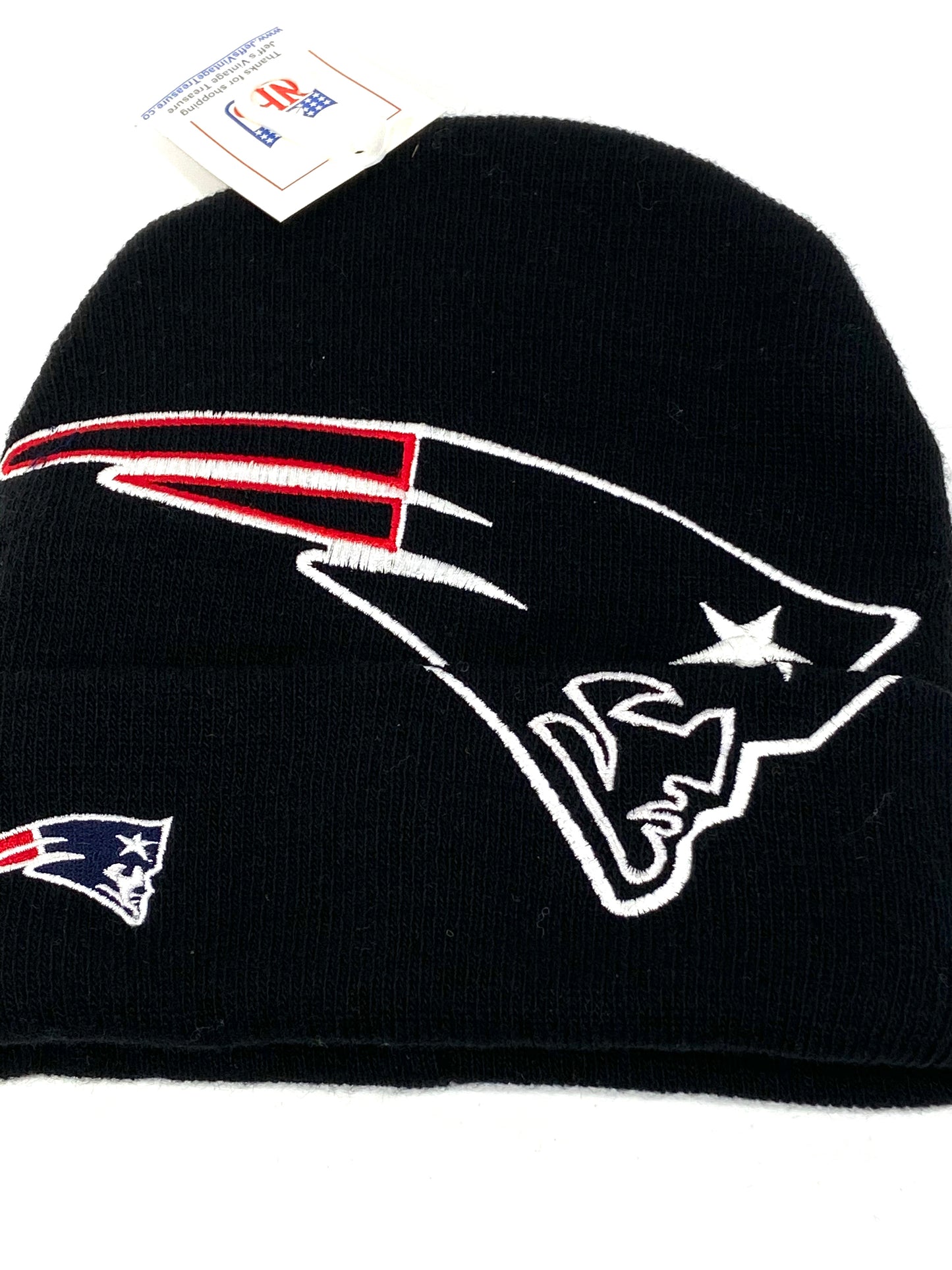 New England Patriots Vintage NFL Late '90's NOS Oversize Logo Knit Hat by NFL