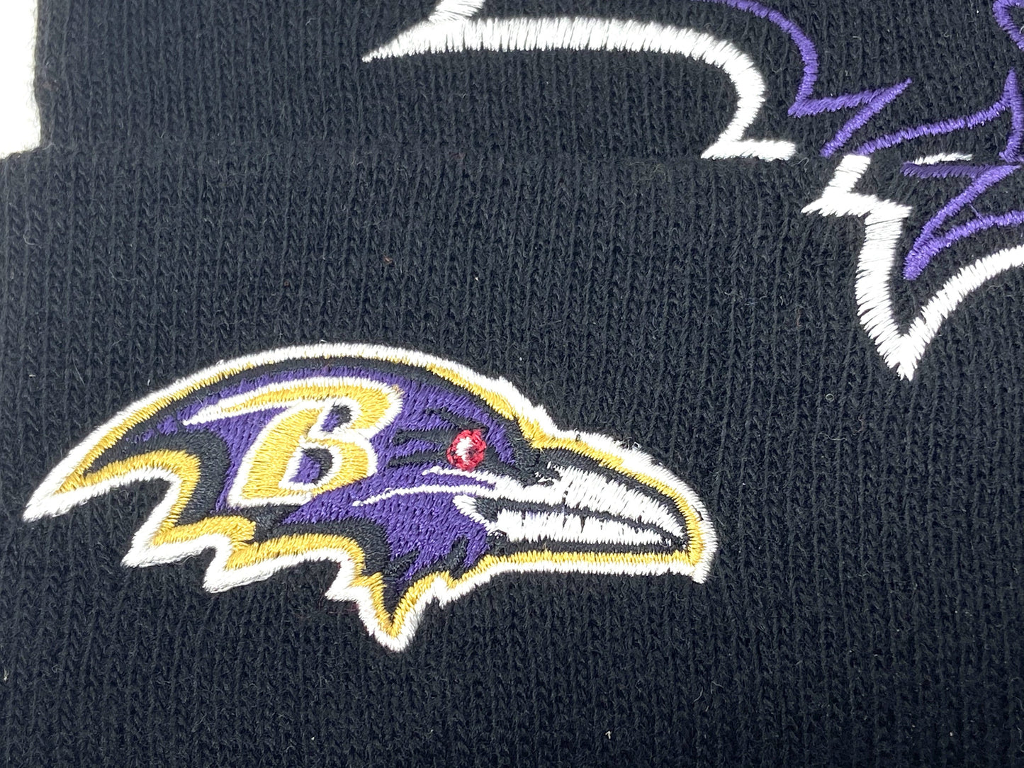 Baltimore Ravens Vintage 2000 NFL Oversize Logo Cuffed Black Knit Hat by NFL