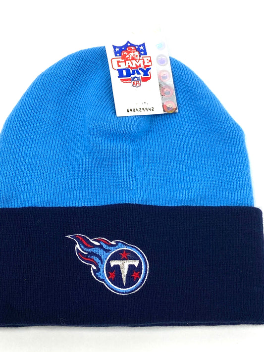 Tennessee Titans Vintage NFL Cuffed Knit Logo Hat NOS By Drew Pearson Marketing