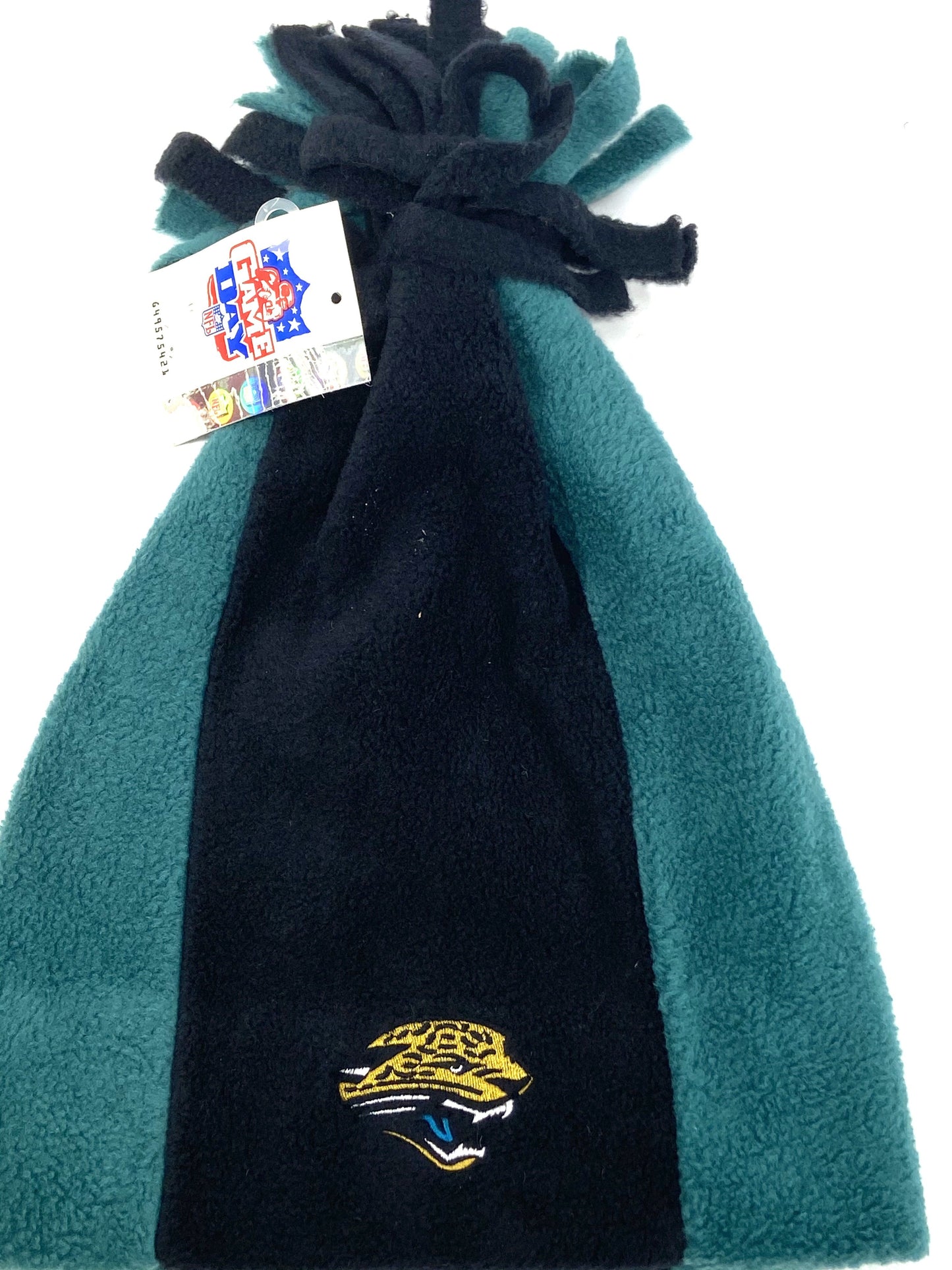 Jacksonville Jaguars Vintage NFL Green Cuffless Fleece NOS Tassel Hat by Drew Pearson Marketing