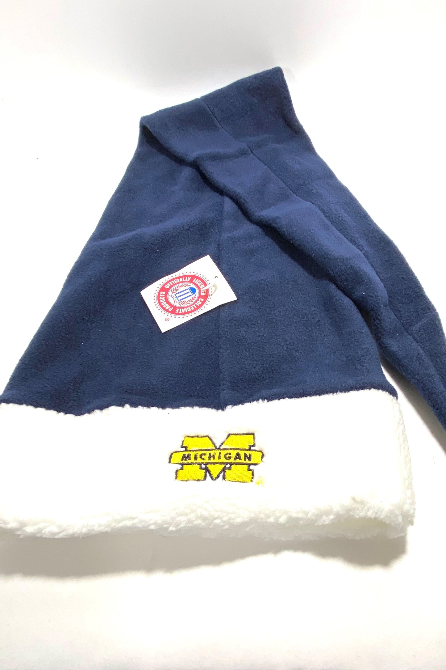 University of Michigan Vintage NCAA Fleece Santa Hat w/Bell NOS by Drew Pearson Marketing