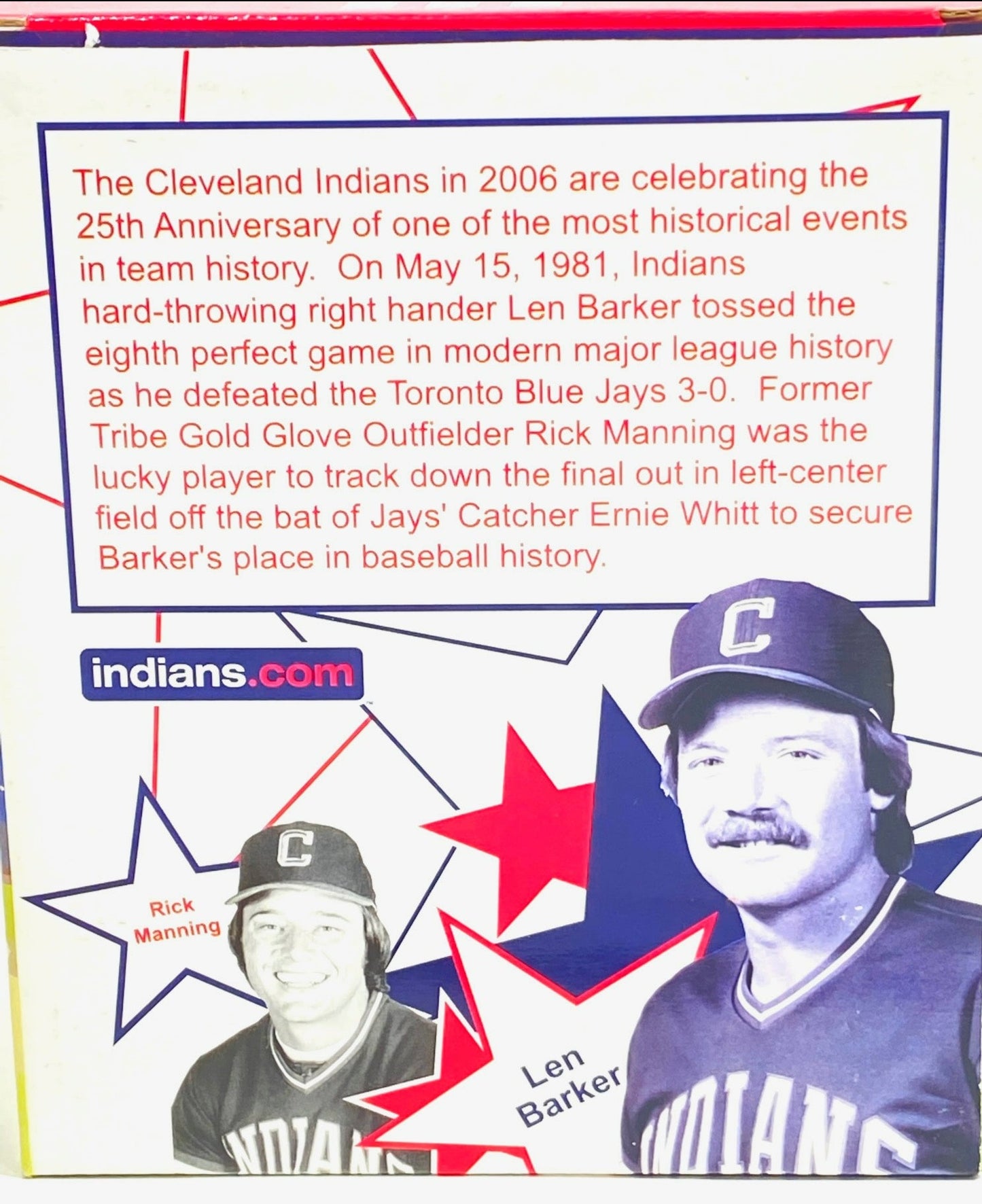 Len Barker/Rick Manning 2006 Cleveland Indians MLB "Perfection" Figurine (Used) by Image Works