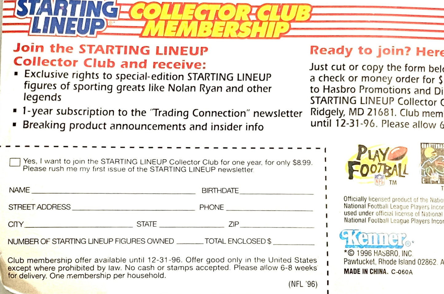 Steve McNair 1996 NFL Houston Oilers Starting Lineup Figurine NOS by Kenner