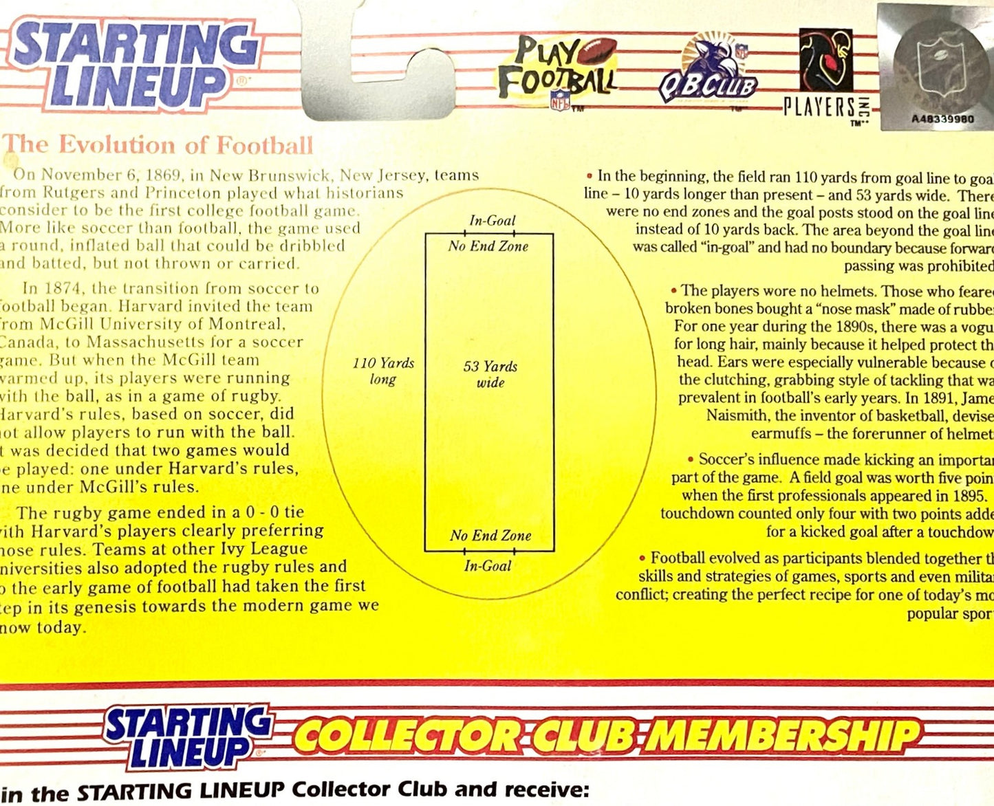 Gus Frerotte 1998 NFL Washington Football Team Starting Lineup Figurine by Kenner