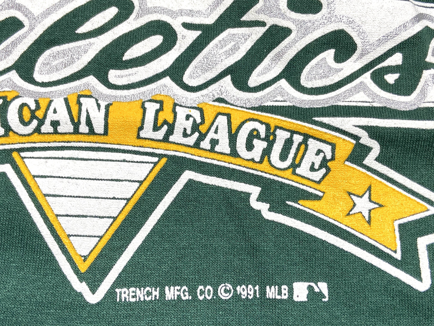 Oakland Athletics 1991 MLB Team Color Logo T-Shirt by Trench