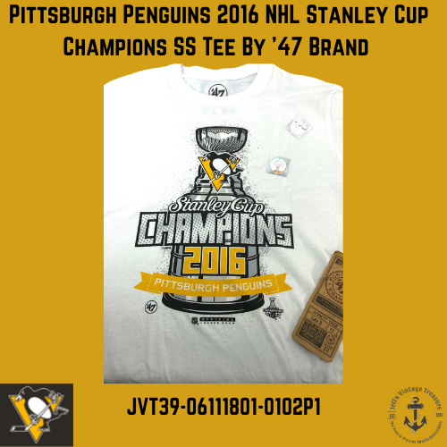 Pittsburgh Penguins 2016 NHL "Stanley Cup Champions" NOS White Tee Shirt By '47 Brand